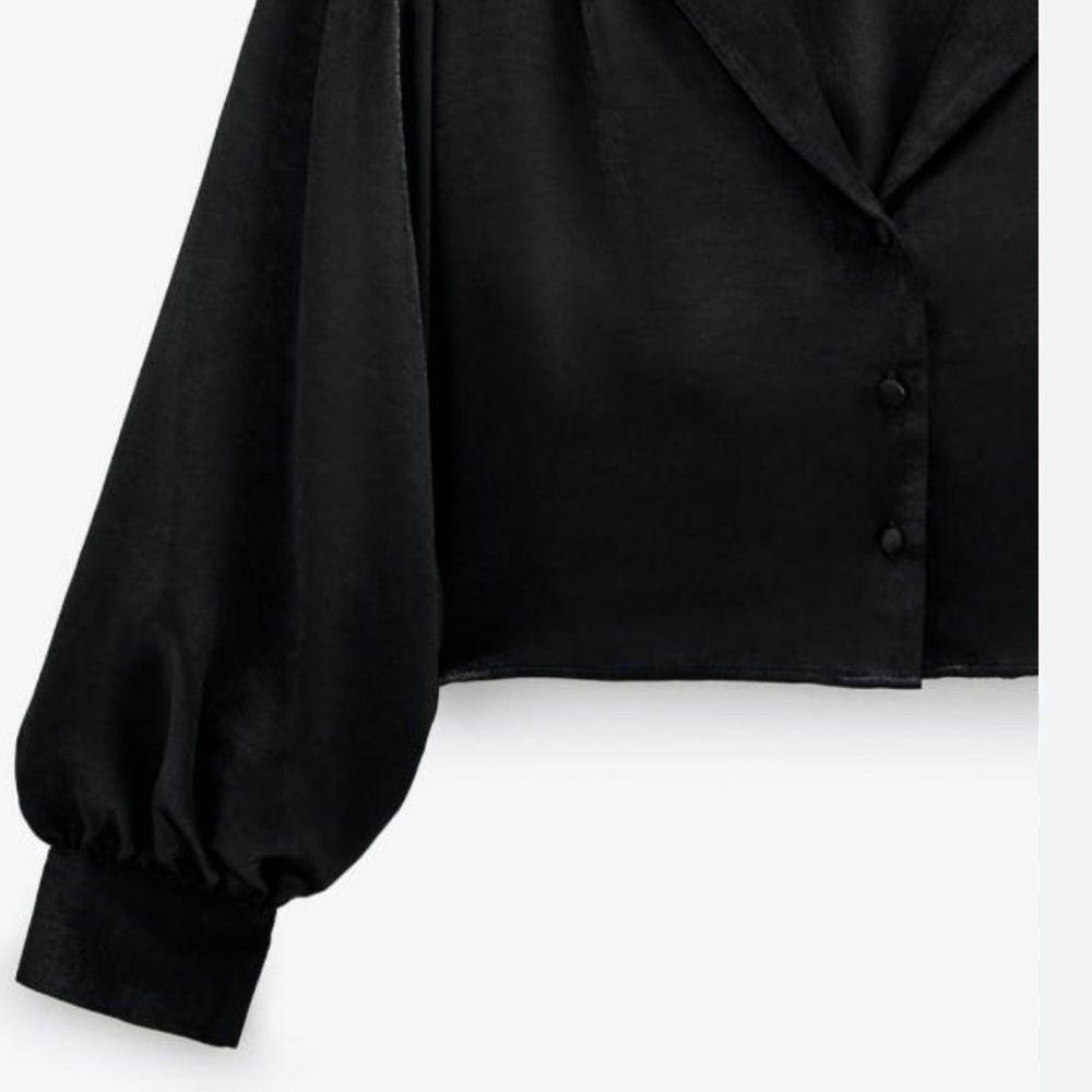 ZARA SATIN EFFECT CROPPED SHIRT - Picture 2 of 2